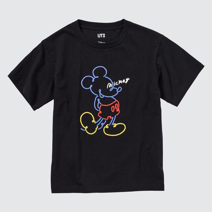 Black Uniqlo Mickey Stands Ut Graphic T-Shirt | OUADP-2413