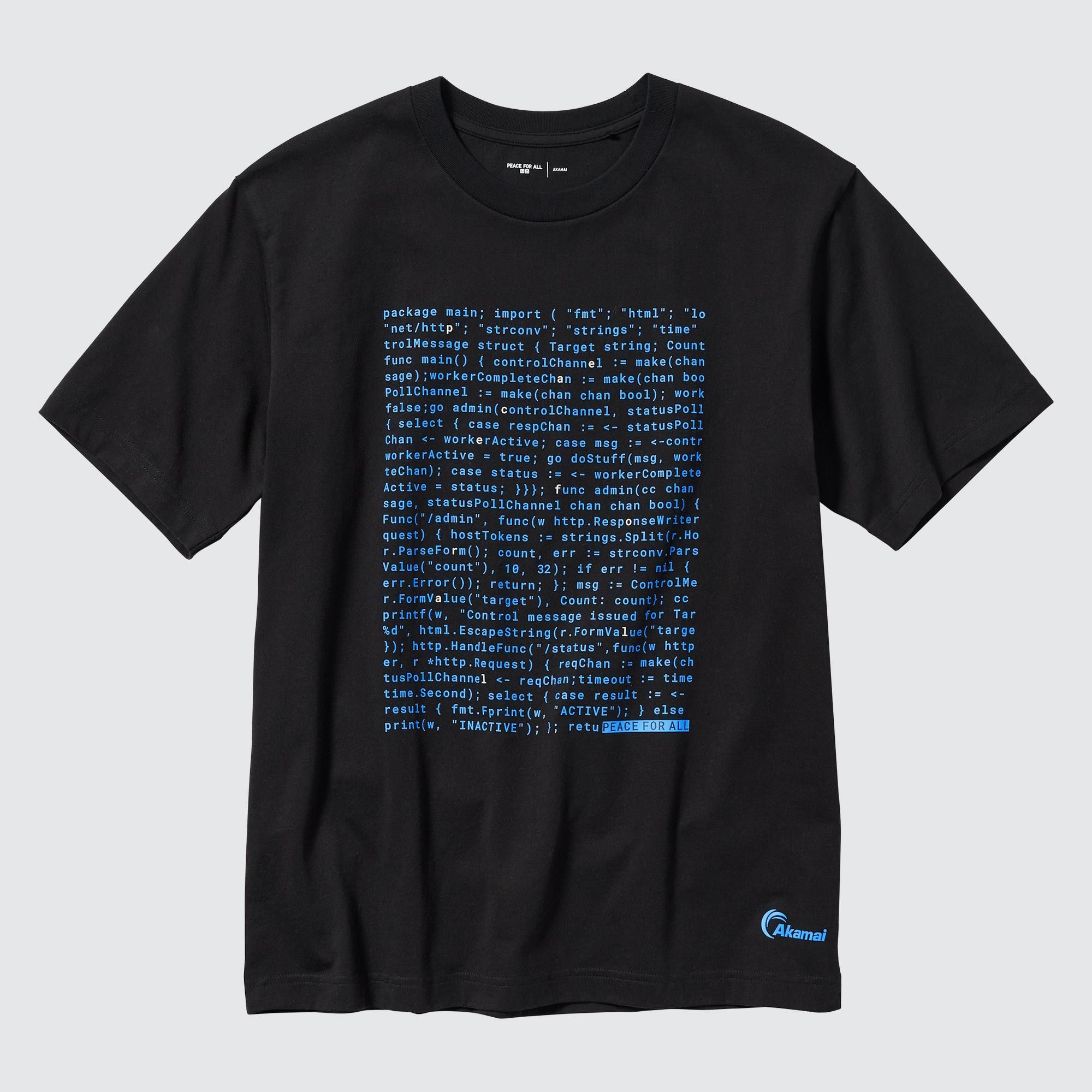 Black Uniqlo Peace For All Graphic T-Shirt Akamai Technologies | FEVAZ-1962