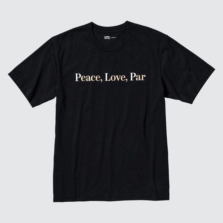 Black Uniqlo Peace For All Graphic T-Shirt Adam Scott | HOPQR-7850