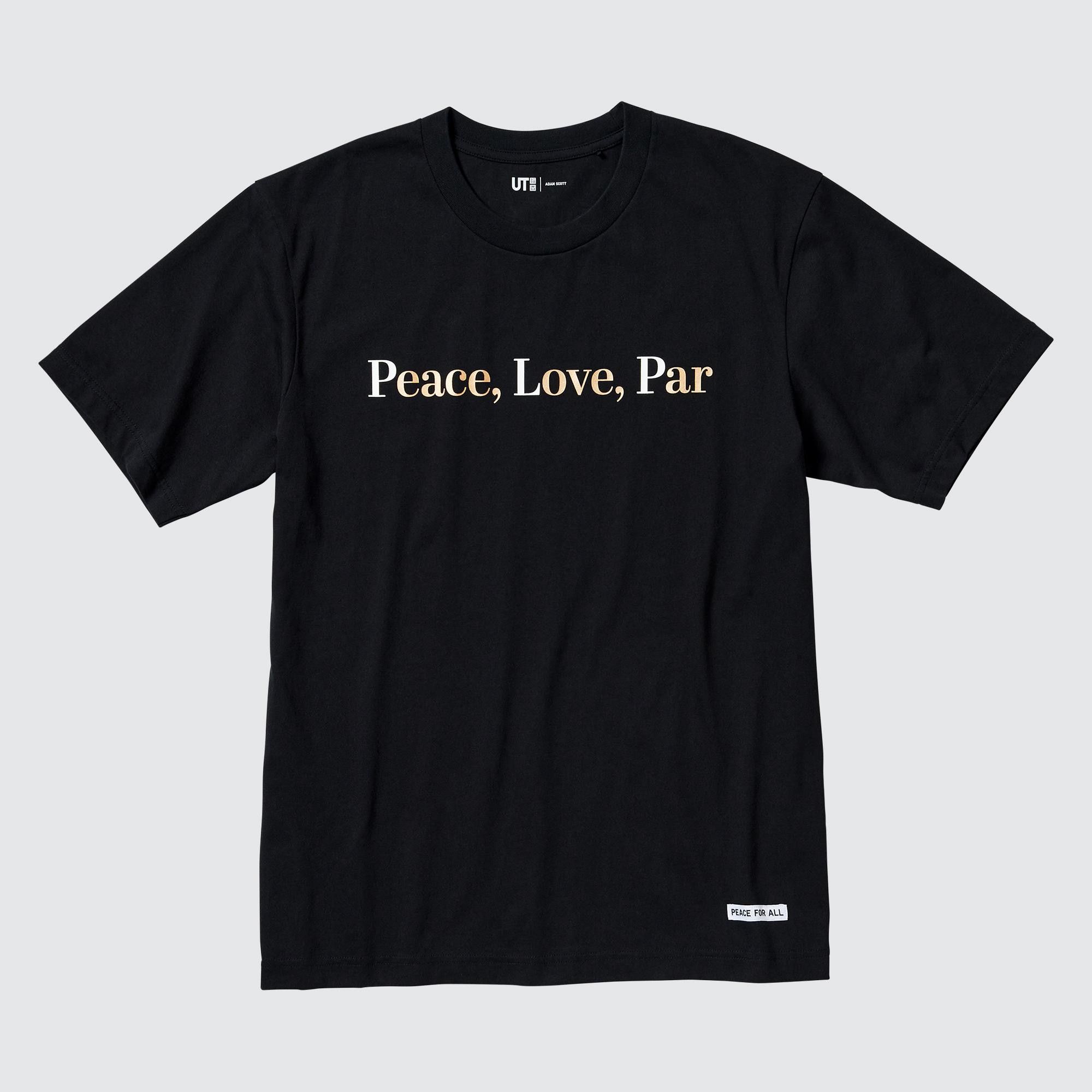 Black Uniqlo Peace For All Graphic T-Shirt Adam Scott | HOPQR-7850