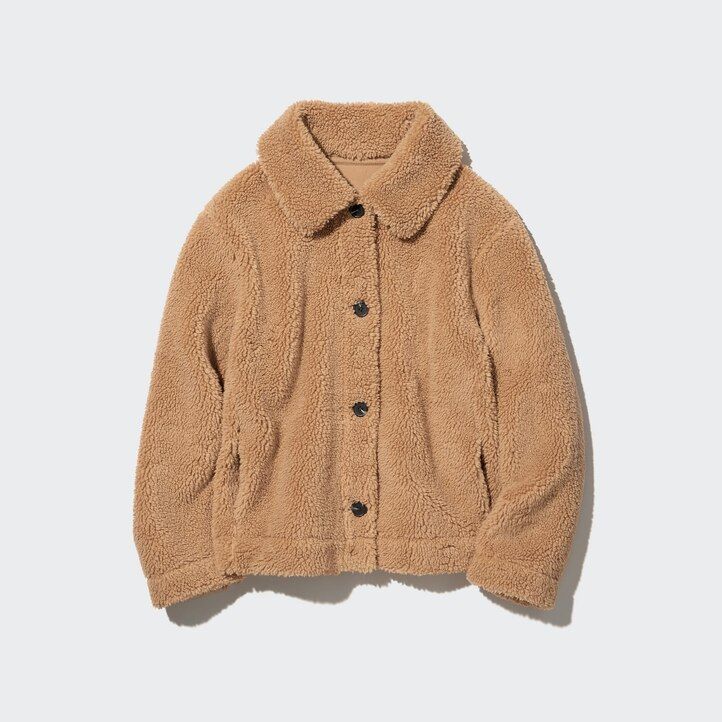 Black Uniqlo Pile Lined Fleece Jacket | WHJKF-5403