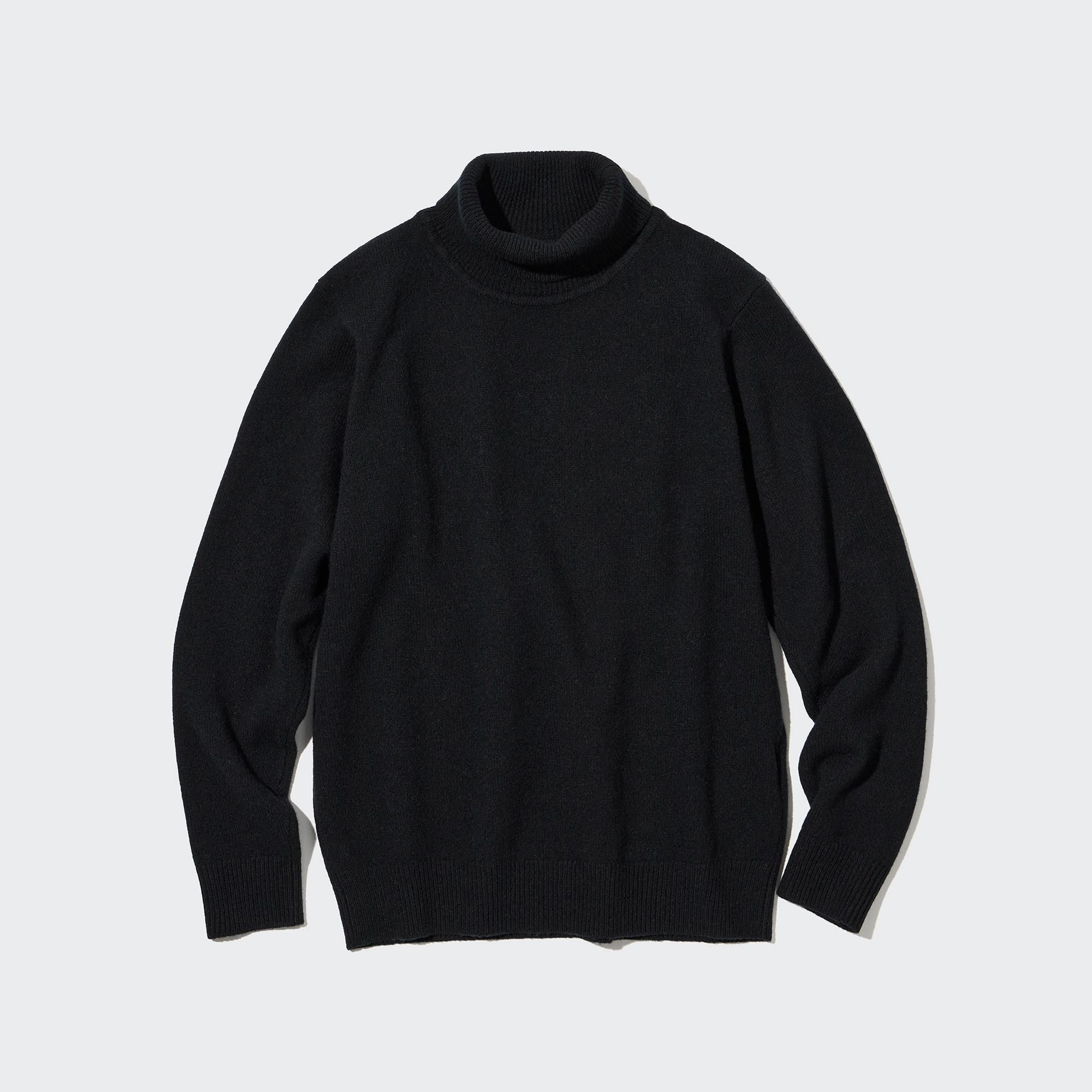 Black Uniqlo Premium Lambswool Turtleneck Jumper | NUFBJ-0692