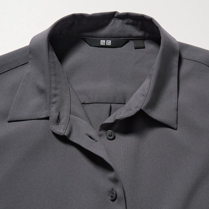 Black Uniqlo Rayon Long Sleeved Blouse | CFYTE-7920