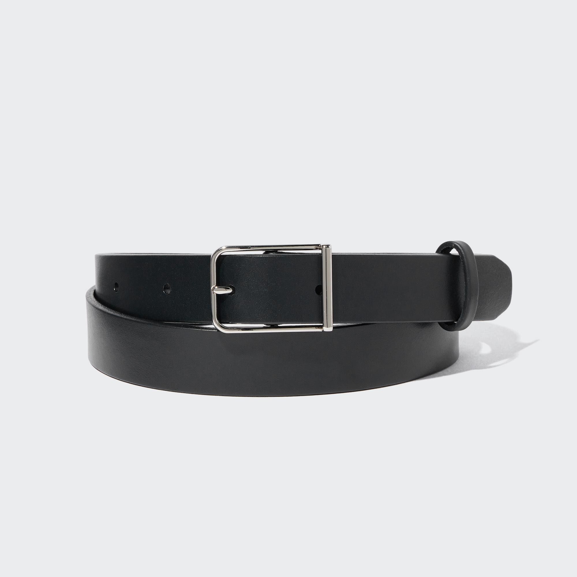Black Uniqlo Rounded Square Buckle Belt | BICYK-6205