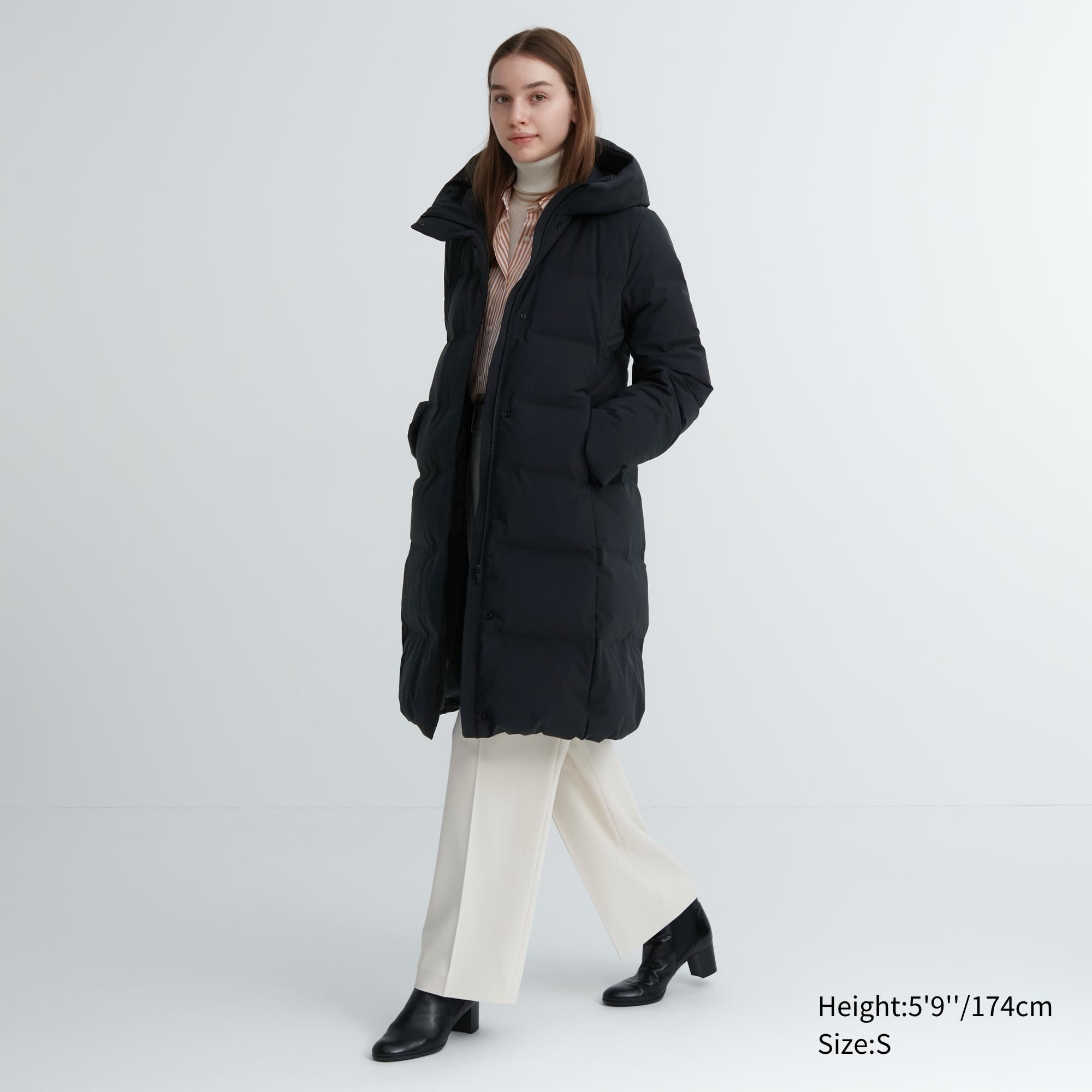 Black Uniqlo Seamless Down Long Coat | PIKFC-5702