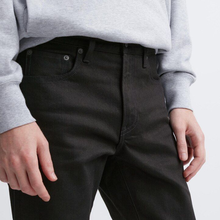 Black Uniqlo Selvedge Stretch Slim Fit Jeans | QRXEI-8241
