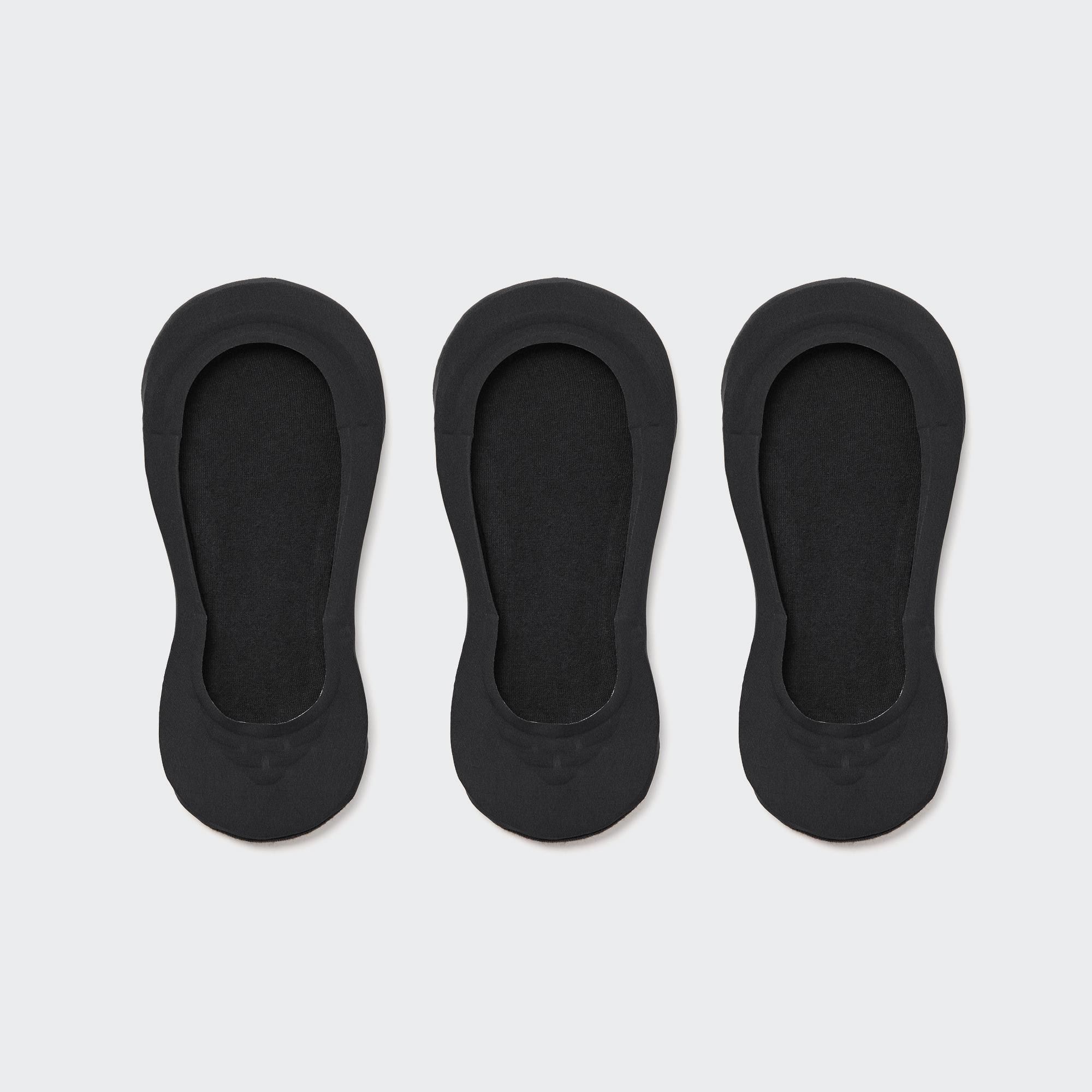 Black Uniqlo Sheer Invisible No Show Socks Three Pairs | UQYRB-3105