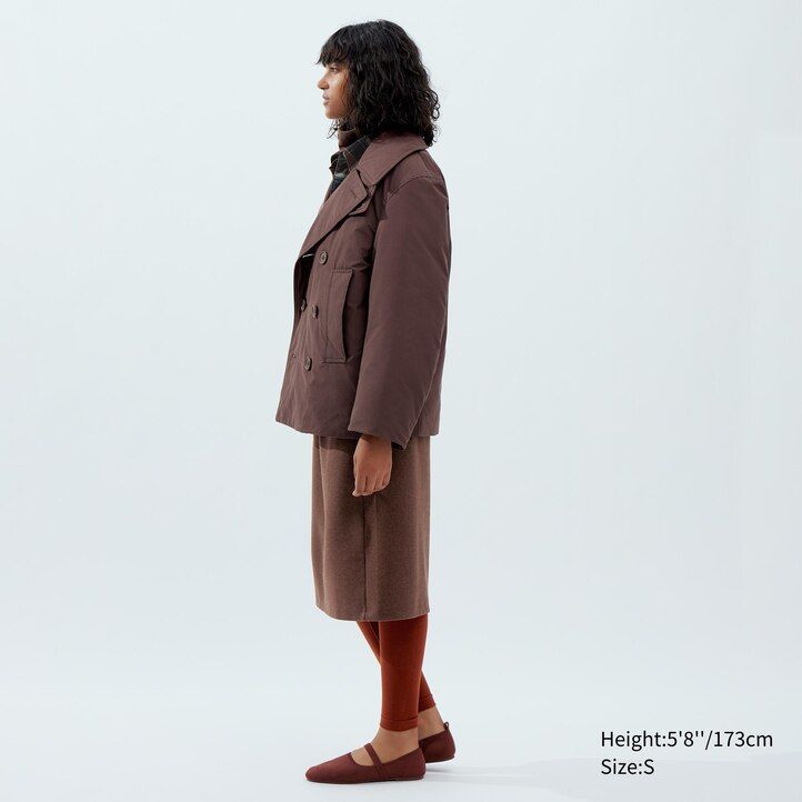 Black Uniqlo Short Padded Pea Coat | KSOIU-8621