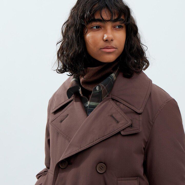 Black Uniqlo Short Padded Pea Coat | KSOIU-8621