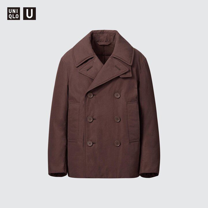 Black Uniqlo Short Padded Pea Coat | KSOIU-8621