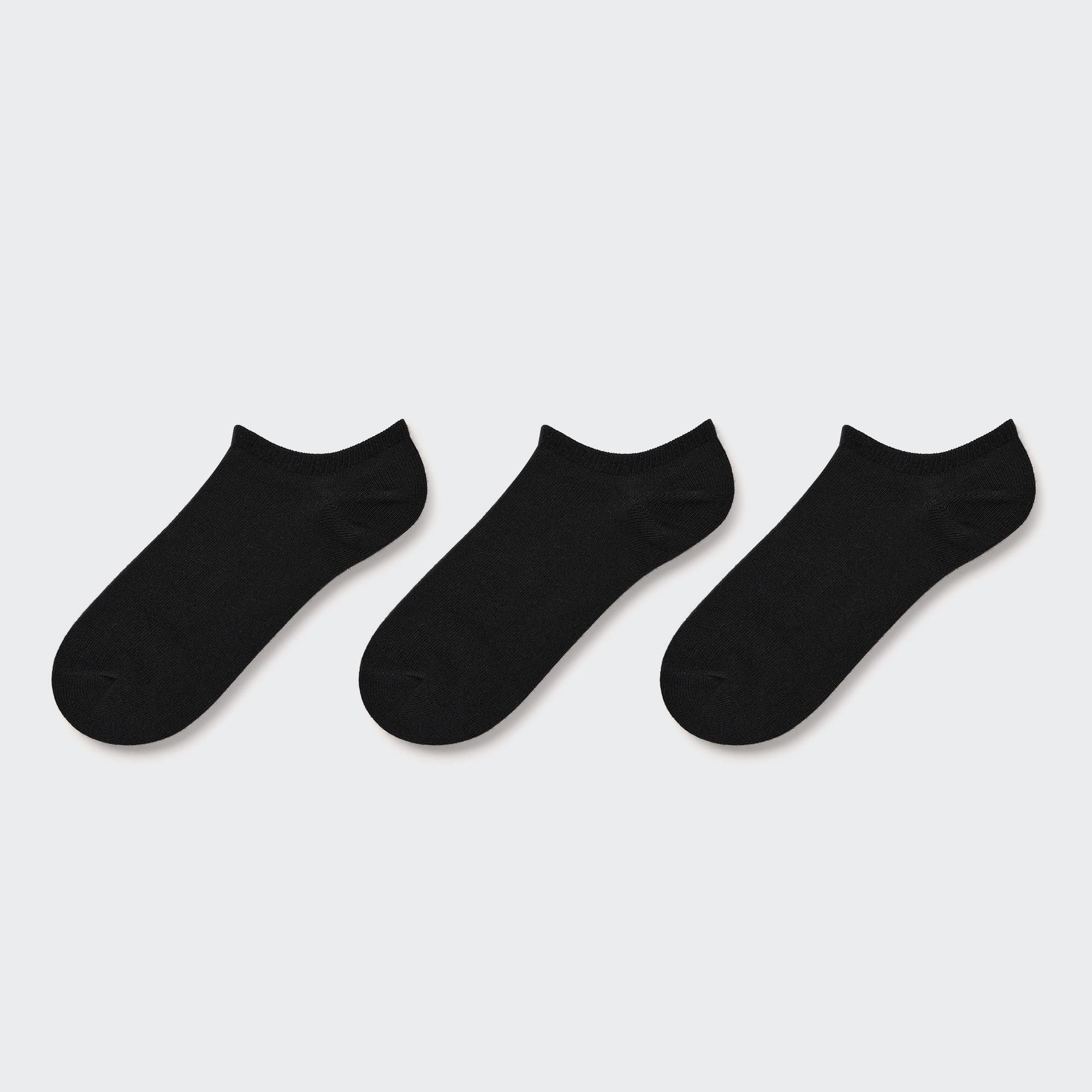 Black Uniqlo Short Socks Three Pairs | OSWVM-6143