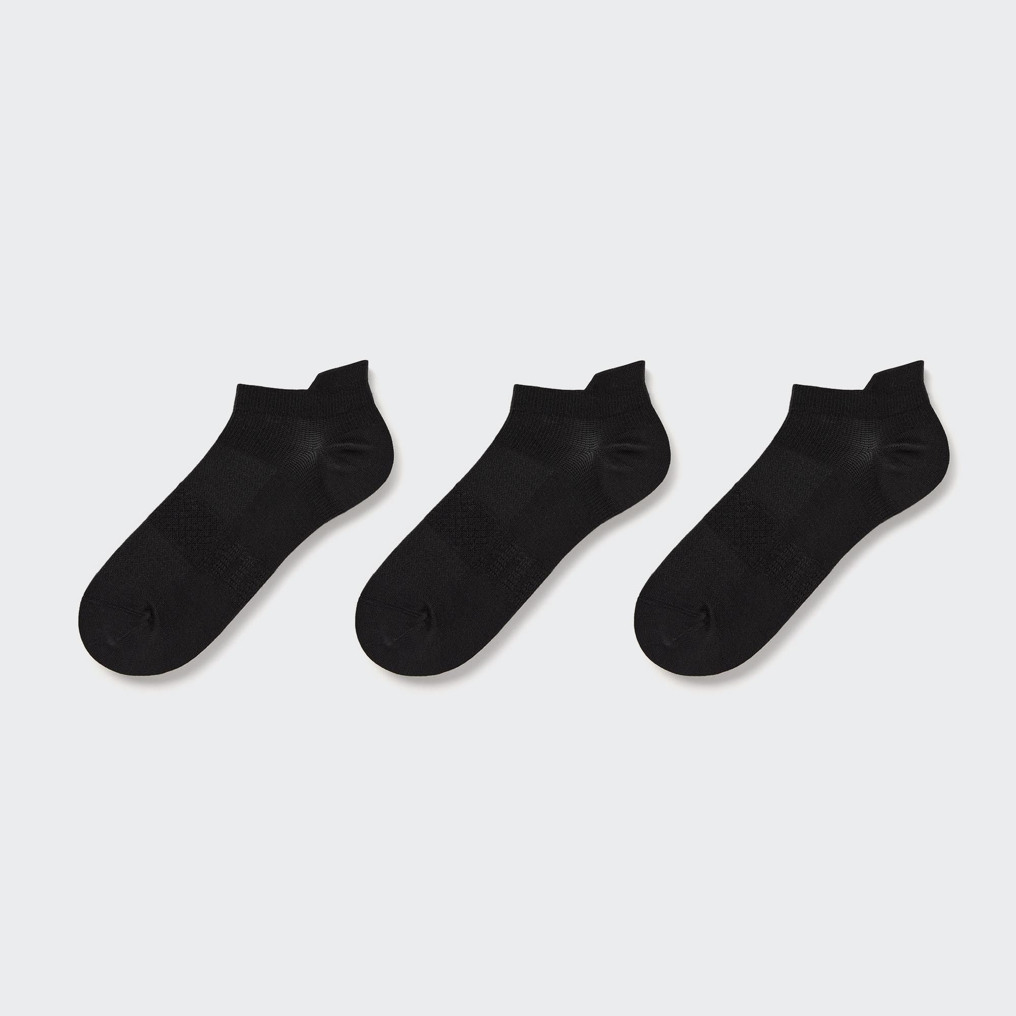 Black Uniqlo Sports Short Socks Three Pairs | LVJYQ-2391