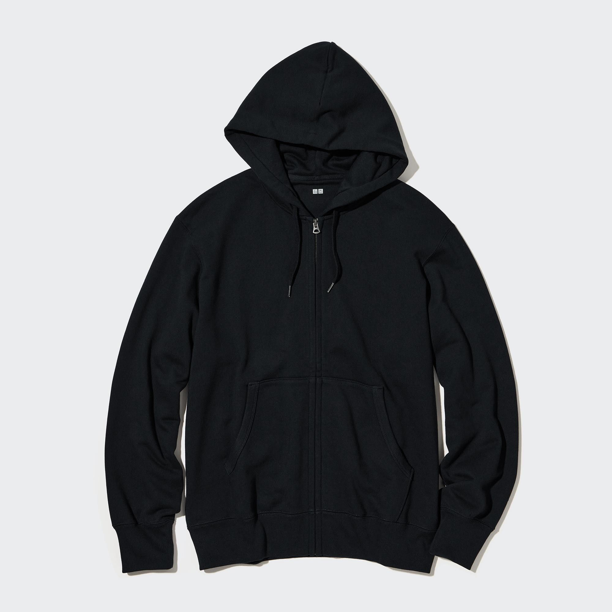 Black Uniqlo Sweat Zipped Hoodie | ZCJGK-9851