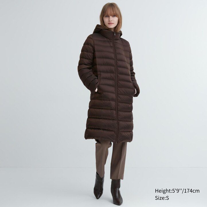 Black Uniqlo Ultra Light Down Long Coat | ULVEC-8436