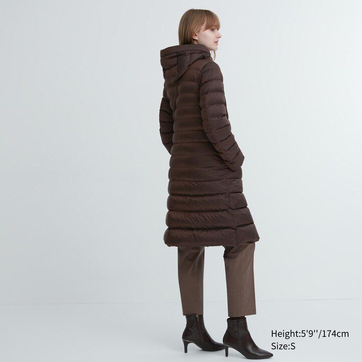 Black Uniqlo Ultra Light Down Long Coat | ULVEC-8436