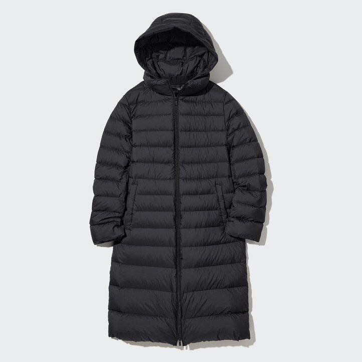 Black Uniqlo Ultra Light Down Long Coat | ULVEC-8436