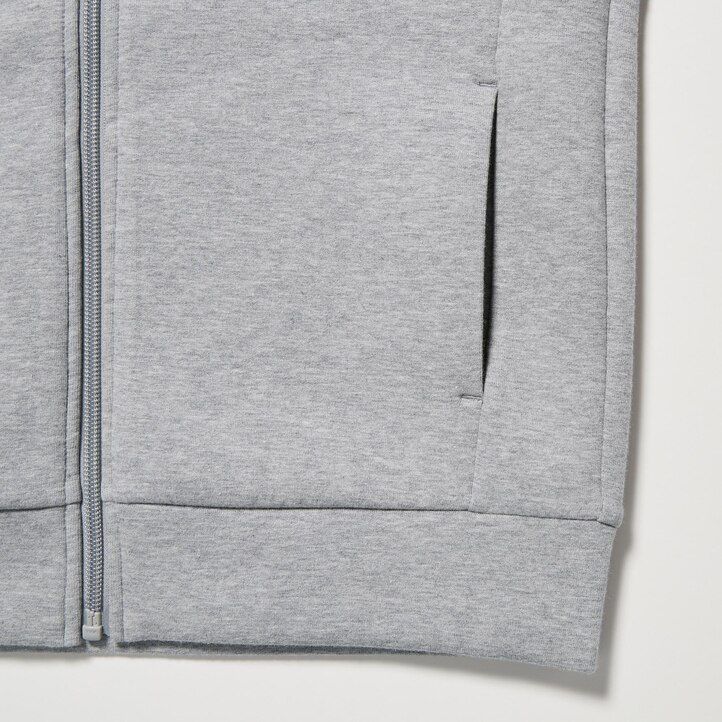 Black Uniqlo Ultra Stretch Dry Sweat Long Sleeve Full Zip Hoodie | DOGCP-3751
