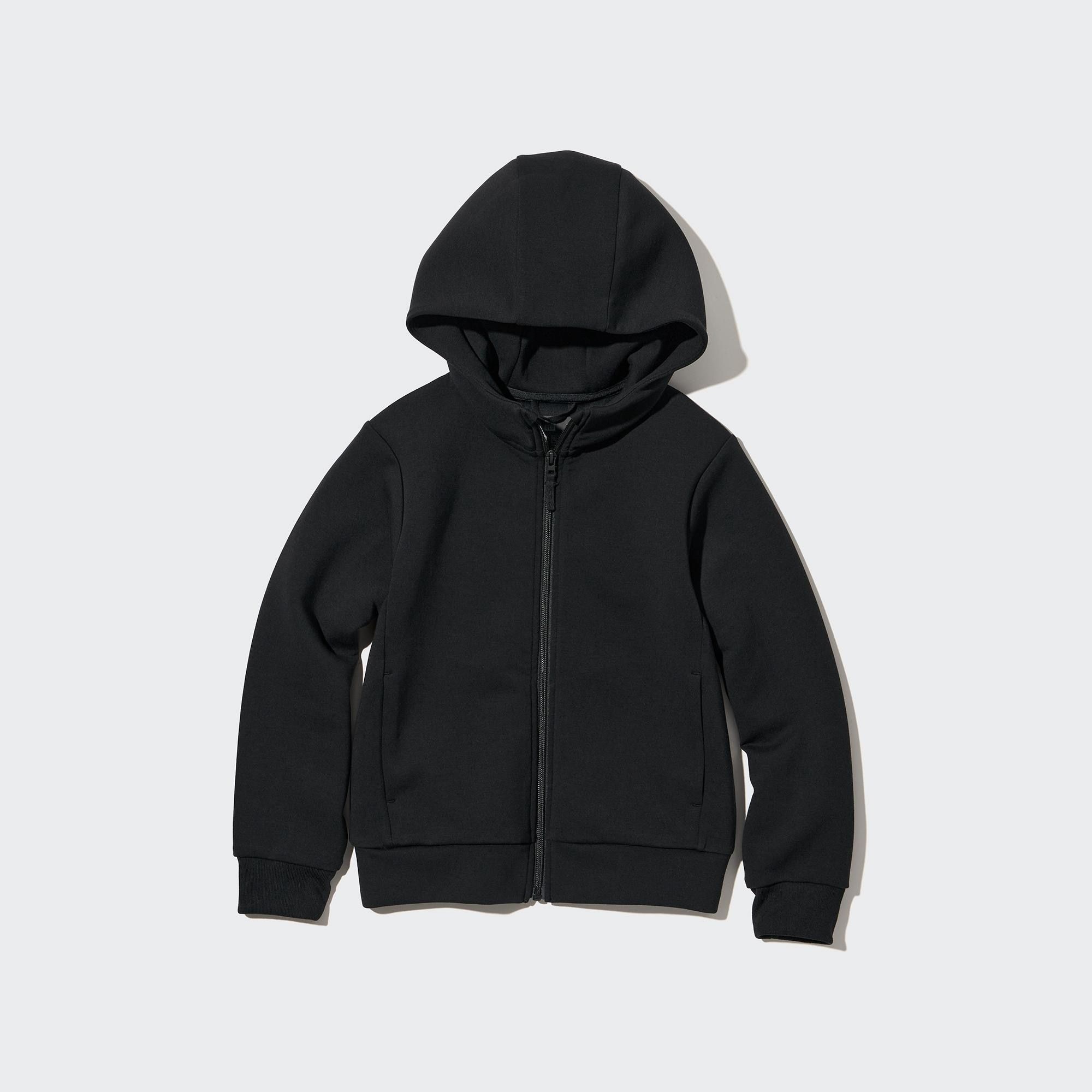 Black Uniqlo Ultra Stretch Dry Sweat Long Sleeve Full Zip Hoodie | DOGCP-3751