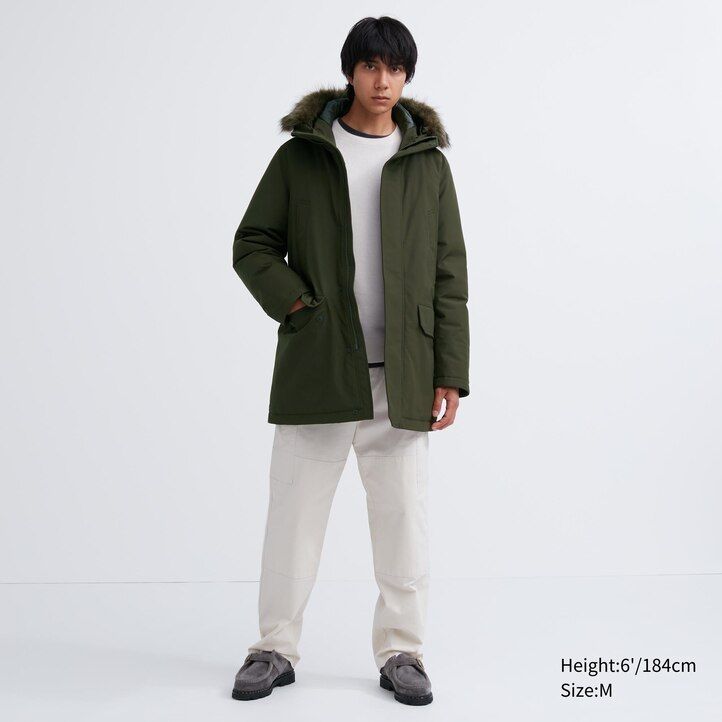 Black Uniqlo Ultra Warm Hybrid Down Coat | EZMGH-1256
