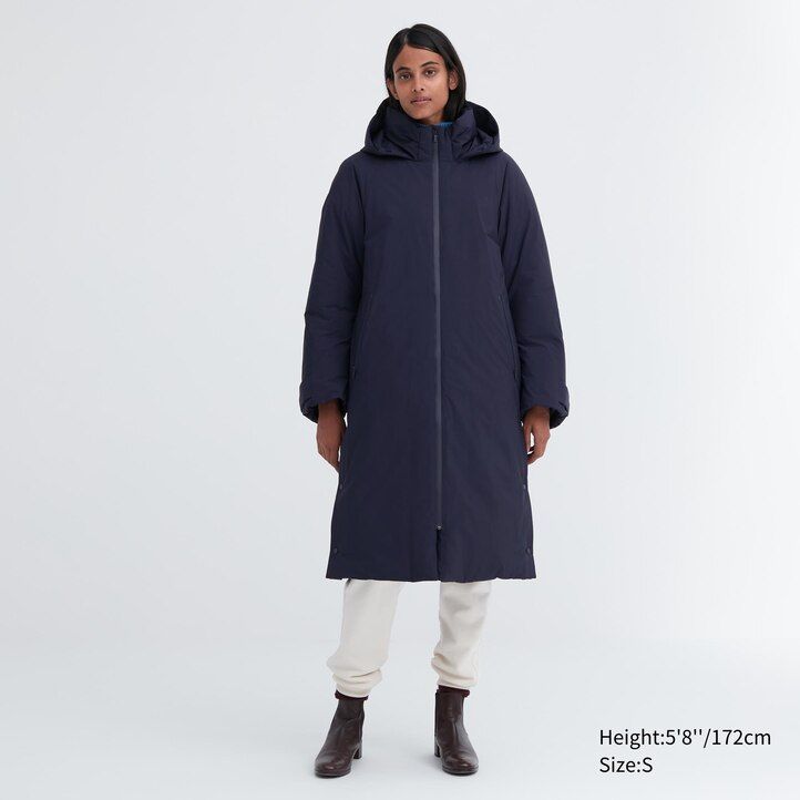 Black Uniqlo Ultra Warm Hybrid Down Long Coat | CVKLQ-3574