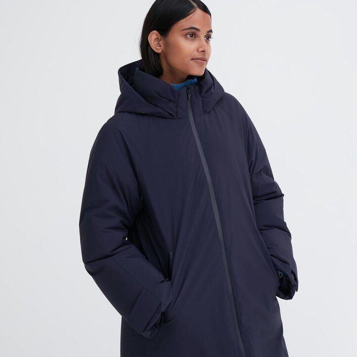 Black Uniqlo Ultra Warm Hybrid Down Long Coat | CVKLQ-3574