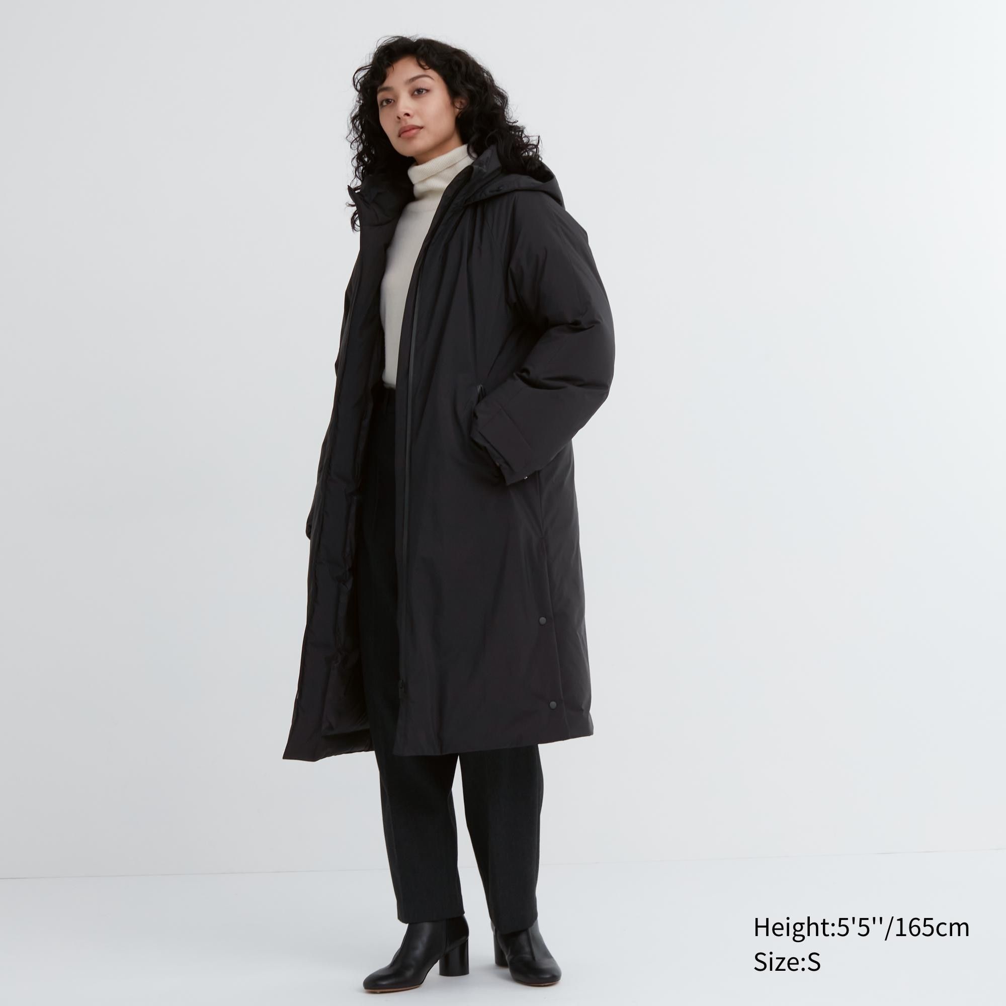 Black Uniqlo Ultra Warm Hybrid Down Long Coat | CVKLQ-3574