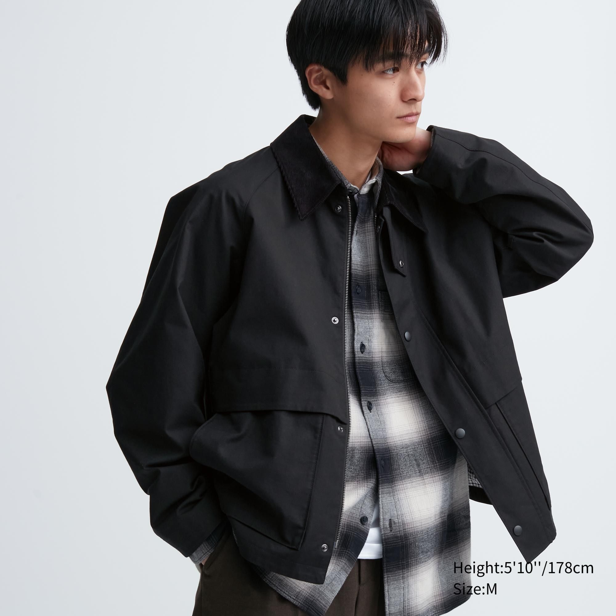 Black Uniqlo Utility Short Blouson Jacket | WAHVO-9417