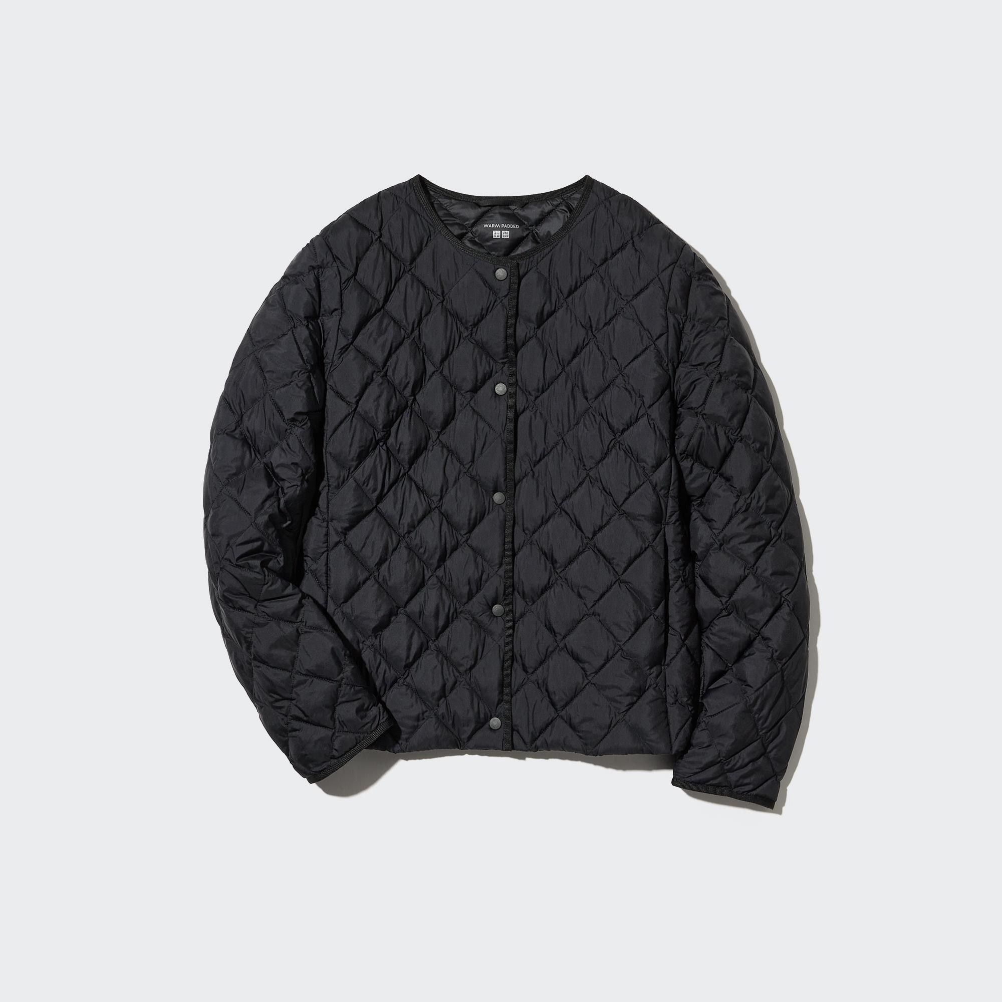 Black Uniqlo Warm Padded Quilted Jacket | FOSVG-9381