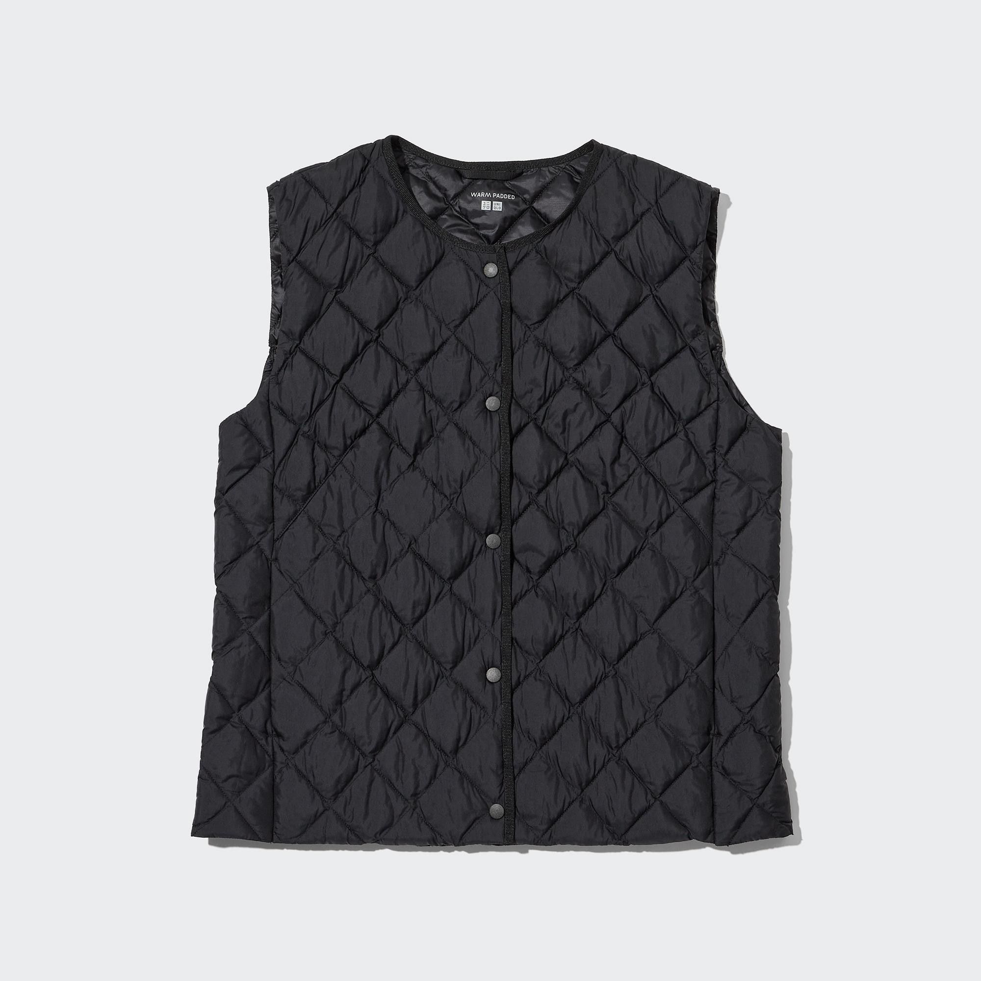 Black Uniqlo Warm Padded Quilted Vest | JOZTQ-9203