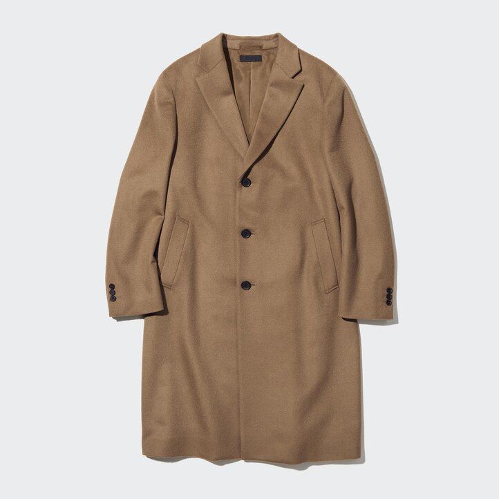 Black Uniqlo Wool Blend Chesterfield Coat | MWLRO-9638