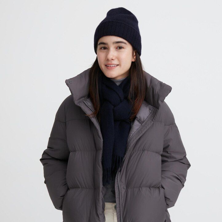 Blue Uniqlo 100pct Cashmere Knitted Beanie Hat | BCIUS-8109