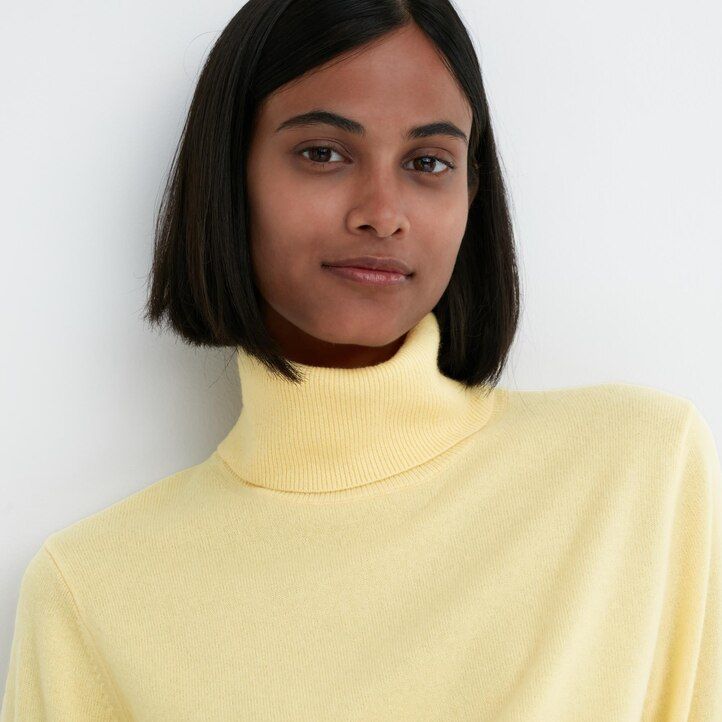 Blue Uniqlo 100pct Cashmere Turtleneck Jumper | VUQXP-4971