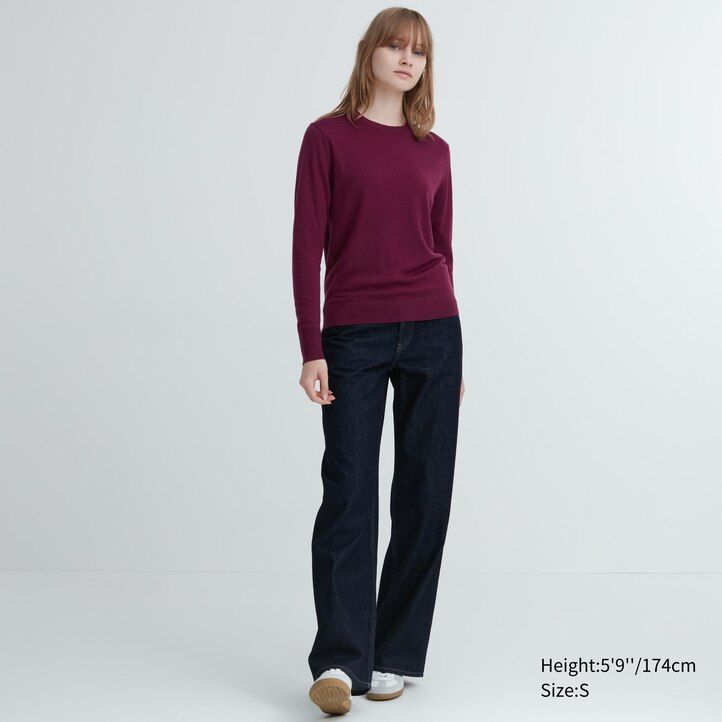 Blue Uniqlo 100pct Extra Fine Merino Crew Neck Jumper | XYDOT-8917