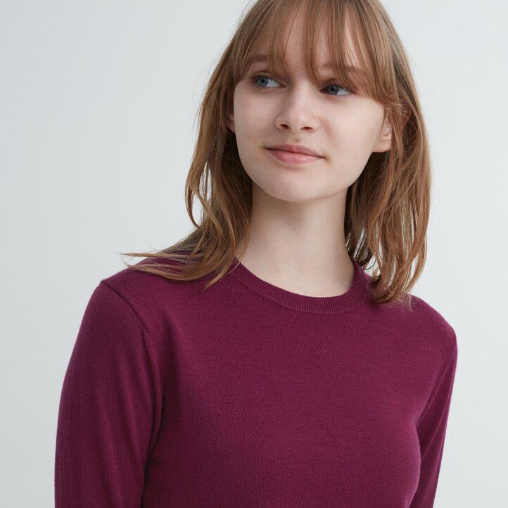 Blue Uniqlo 100pct Extra Fine Merino Crew Neck Jumper | XYDOT-8917
