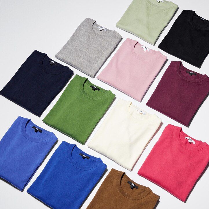 Blue Uniqlo 100pct Extra Fine Merino Crew Neck Jumper | XYDOT-8917