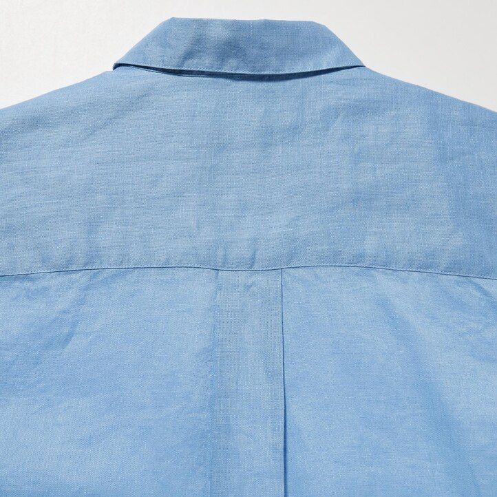 Blue Uniqlo 100pct Premium Linen Skipper Collar 34 Sleeved Shirt | ENPMT-1705