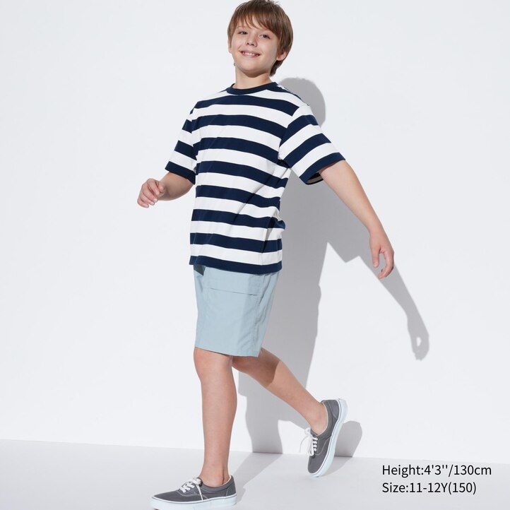 Blue Uniqlo Airism Cotton Striped Crew Neck Short Sleeved T-Shirt | FCIVK-6349