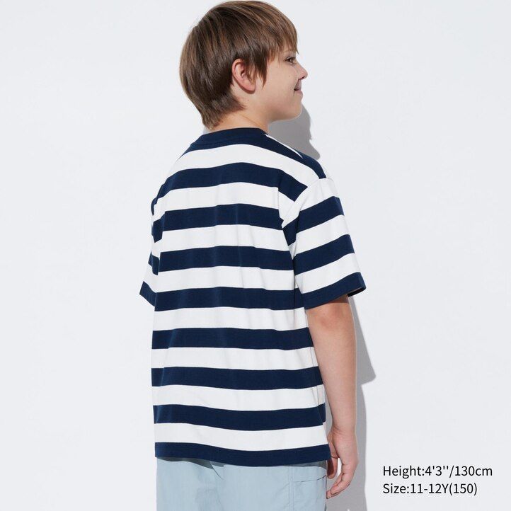 Blue Uniqlo Airism Cotton Striped Crew Neck Short Sleeved T-Shirt | FCIVK-6349