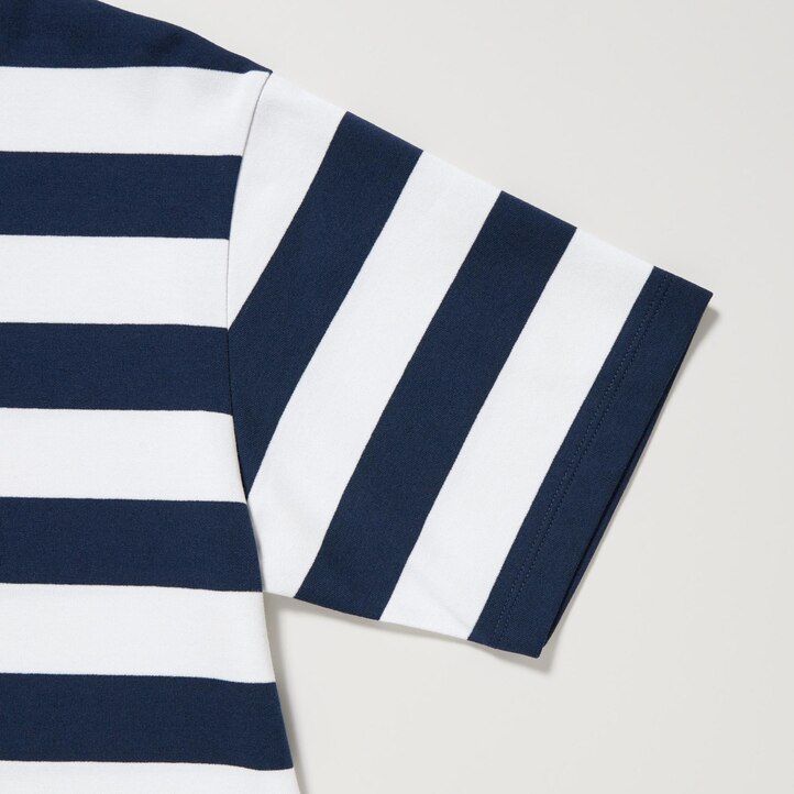 Blue Uniqlo Airism Cotton Striped Crew Neck Short Sleeved T-Shirt | FCIVK-6349