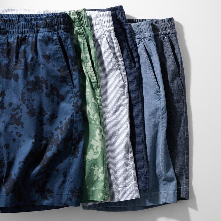 Blue Uniqlo Chambray Stretch Easy Shorts | FUHTO-7981