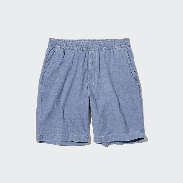 Blue Uniqlo Chambray Stretch Easy Shorts | FUHTO-7981