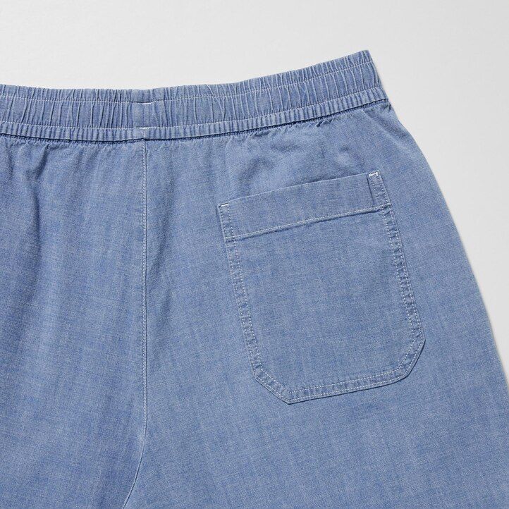 Blue Uniqlo Chambray Stretch Easy Shorts | FUHTO-7981