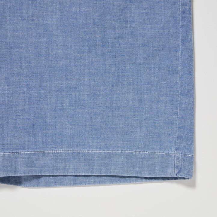 Blue Uniqlo Chambray Stretch Easy Shorts | FUHTO-7981