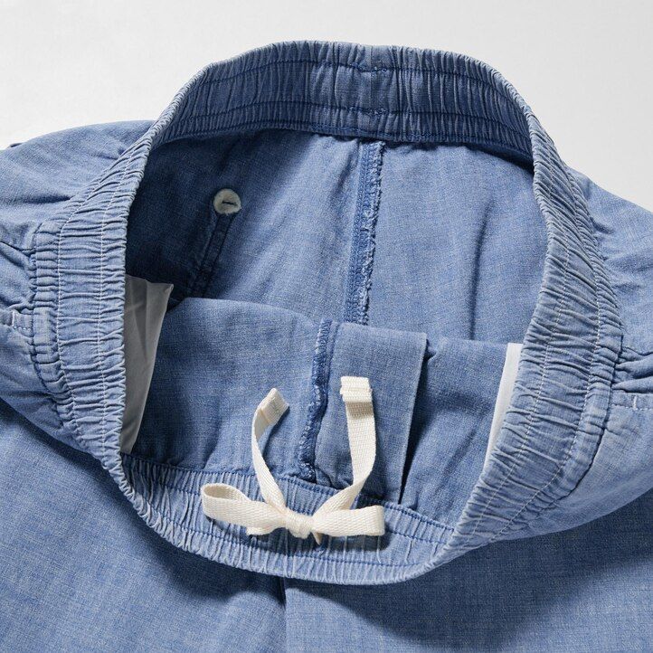 Blue Uniqlo Chambray Stretch Easy Shorts | FUHTO-7981