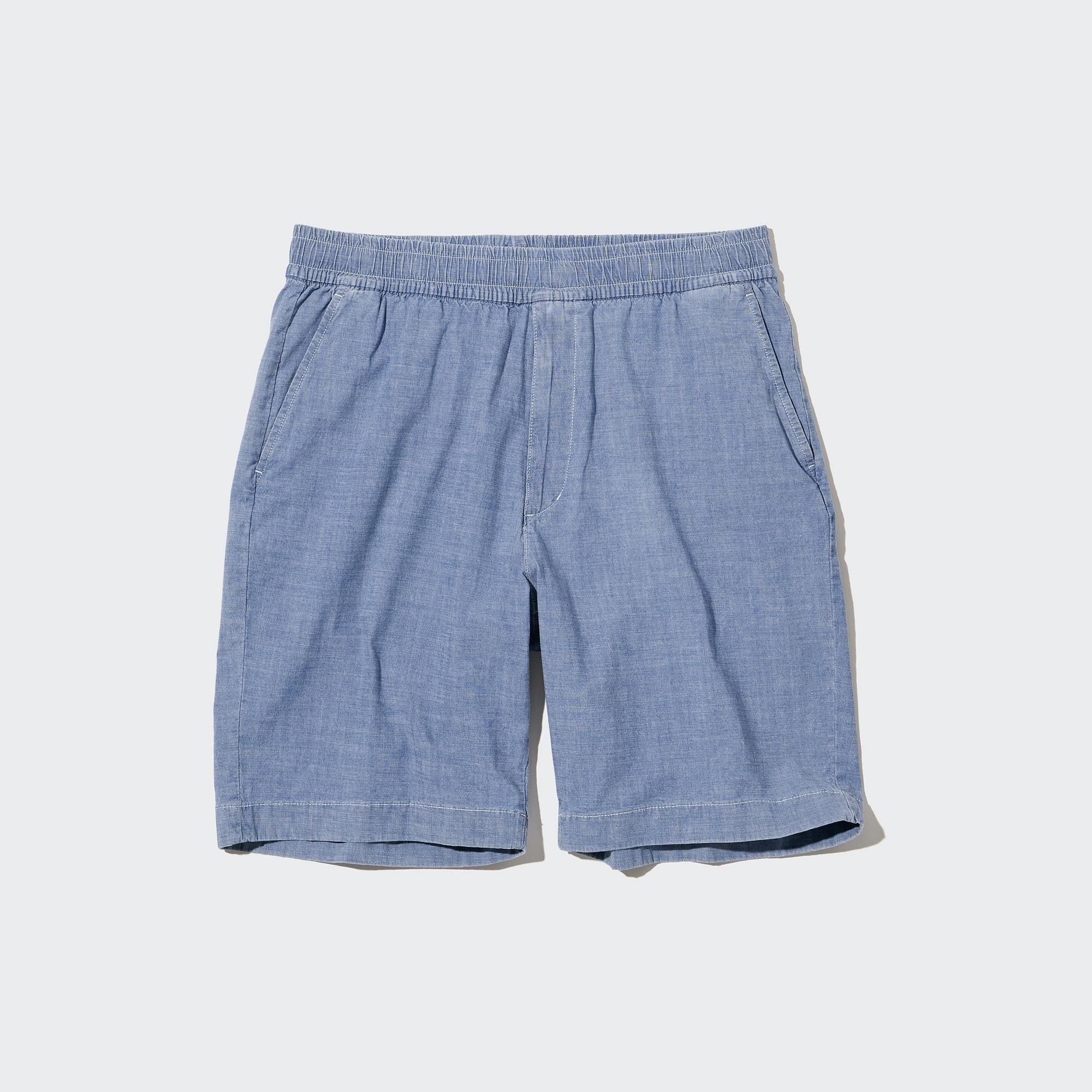 Blue Uniqlo Chambray Stretch Easy Shorts | FUHTO-7981