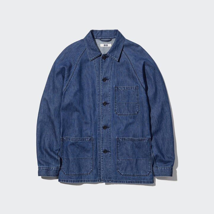 Blue Uniqlo Cotton Linen Blend Utility Jacket | XWMEQ-9210