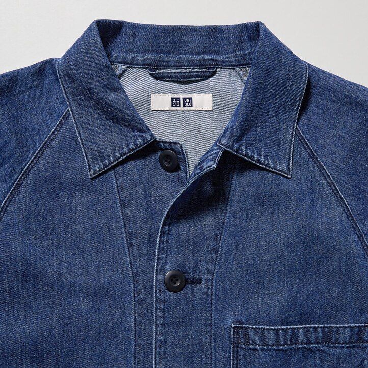 Blue Uniqlo Cotton Linen Blend Utility Jacket | XWMEQ-9210