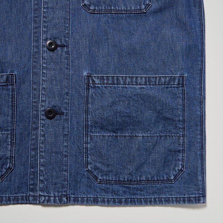 Blue Uniqlo Cotton Linen Blend Utility Jacket | XWMEQ-9210