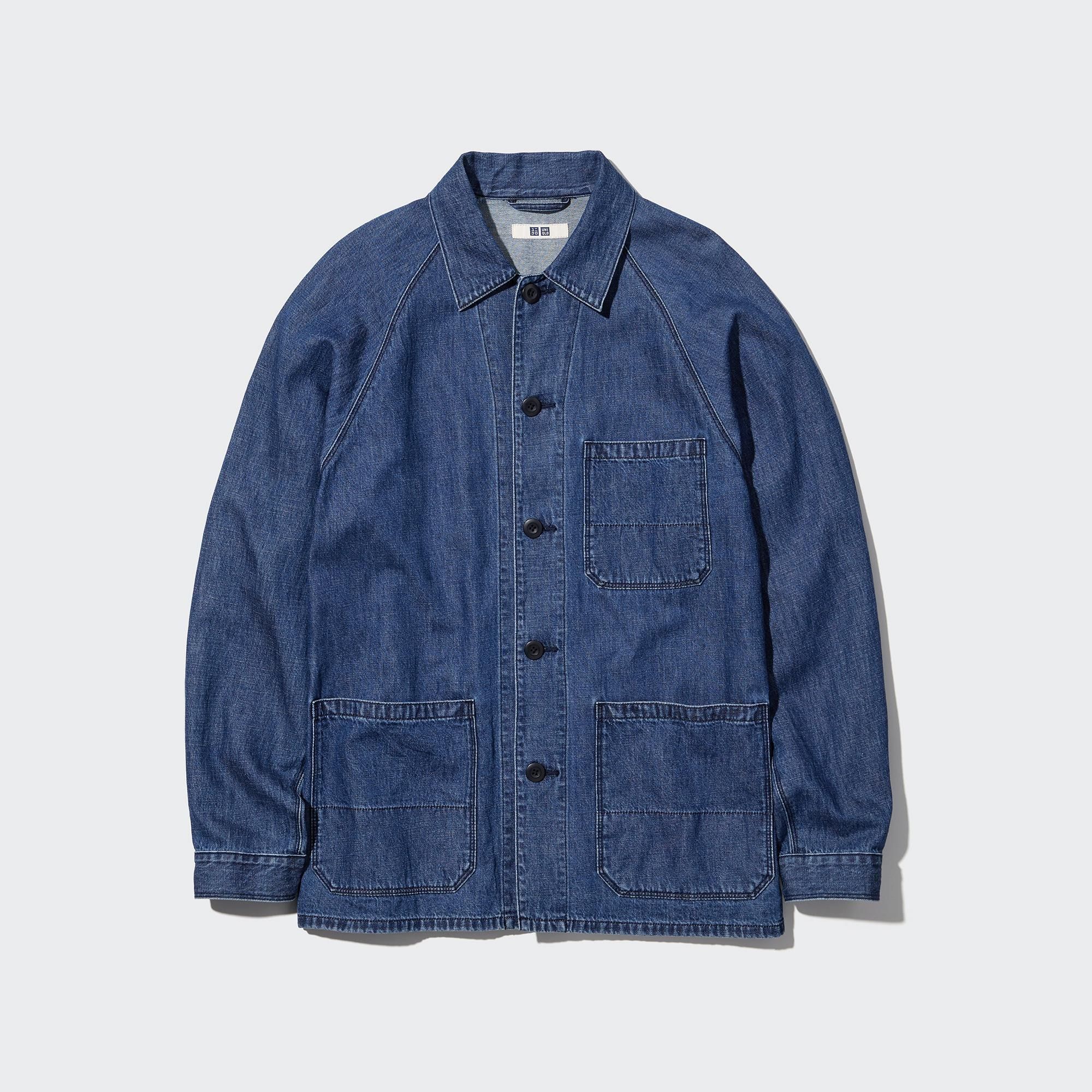 Blue Uniqlo Cotton Linen Blend Utility Jacket | XWMEQ-9210
