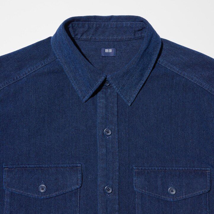 Blue Uniqlo Denim Jersey Overshirt | DPQRB-6937